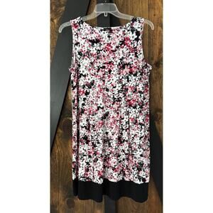 J. Jill Spring Summer Wherever Sleeveless Floral Dress Pink Gray Black Rose Sz L